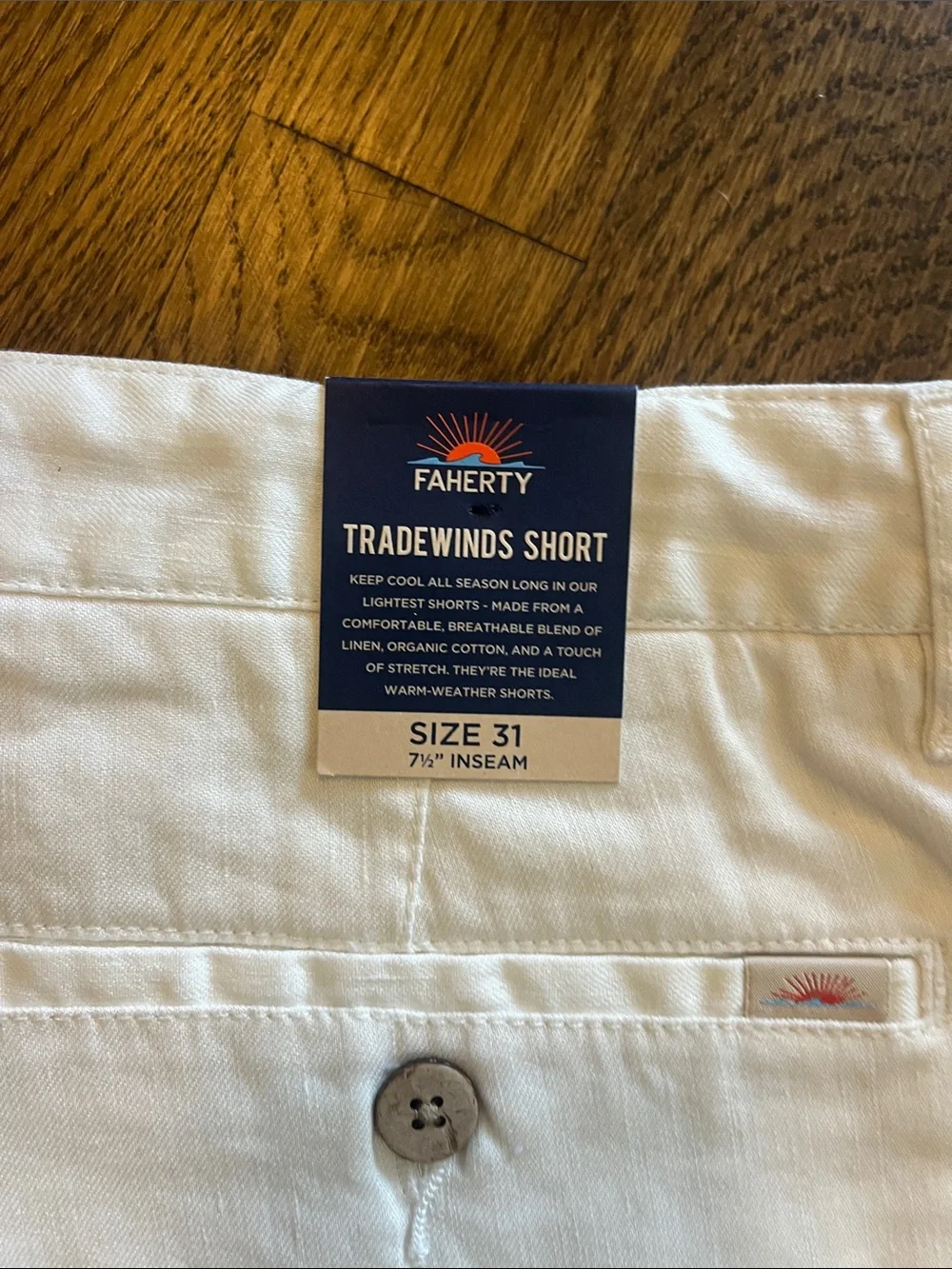 Faherty Cream Tradewinds Linen Short